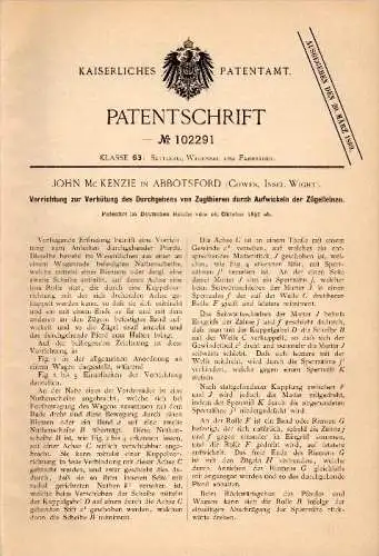 Original Patent - J. Mc Kenzie in Abbotsford , Cowes , 1897 , Device for carriages , horse cart , accident prevention