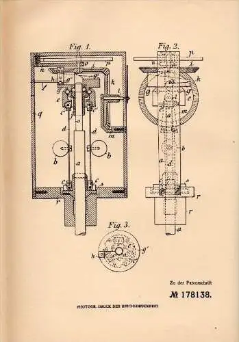 Original Patent - Karl Ehrensperger in Urdorf b. Dietikon , 1906 , Geschwindigkeitsmesser , Tachometer , Zürich !!!