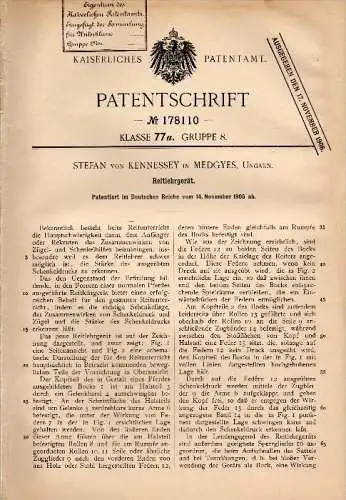 Original Patent - Stefan von Kennessey in Medgyes / Medias , 1905 , Lehrgerät zum Reiten , Reiter , Pferde , Mediasch !!