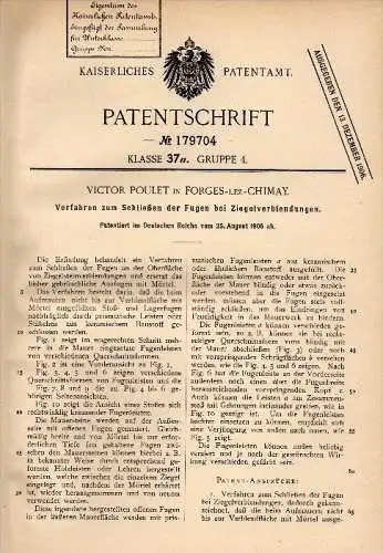 Original Patentschrift - Victor Poulet in Forges lez Chimay , 1905 , Ziegel - Verbrennung , Ziegelei !!!