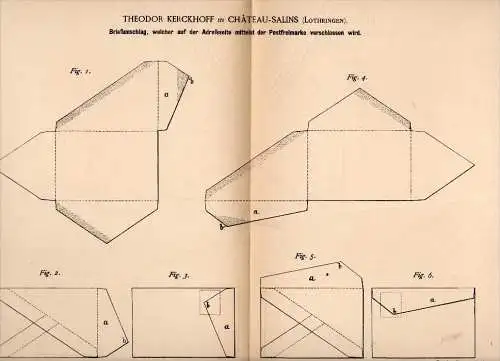 Original Patentschrift - Th. Kerckhoff dans Chateau - Salins , 1885 , Enveloppe avec postal - cachet de la poste !!!