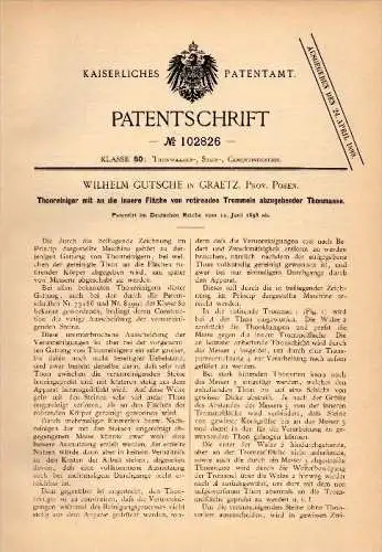 Original Patentschrift - W. Gutsche in Grätz / Grodzisk Wielkopolski , 1898 , Thonreiniger für Thon , Keramik , Posen !!