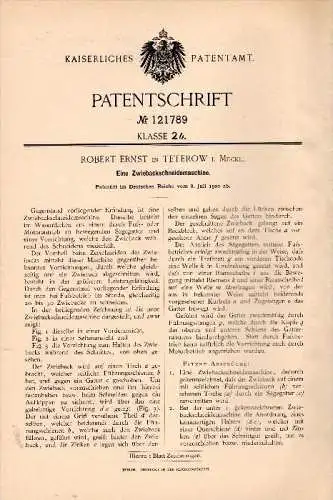 Original Patentschrift - Robert Ernst in Teterow i. Mecklenburg , 1900 , Zwieback - Schneidemaschine , Bäckerei , Bäcker