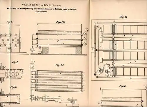 Original Patentschrift - V. Brenez in Dour / Mons , 1894 , Gewinnung von Zucker aus Schleudersirup , Sirup !!!