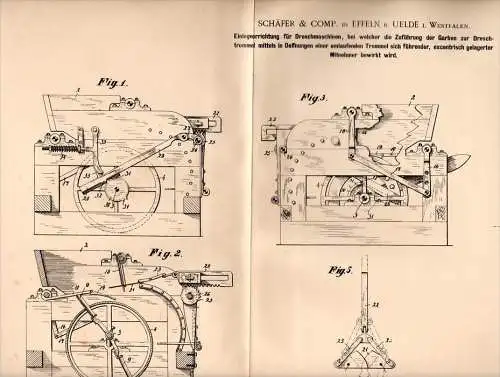 Original Patentschrift - Schäfer & Comp. in Effeln / Anröchte b. Uelde ,1900,Apparat für Dreschmaschine , Landwirtschaft