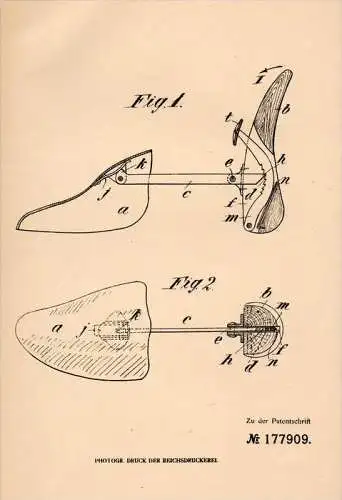 Original Patentschrift - Emil Lederer in Korneuburg , 1906 , Schuhspanner - Streckleisten , Schuster , Schuhmacher !!!