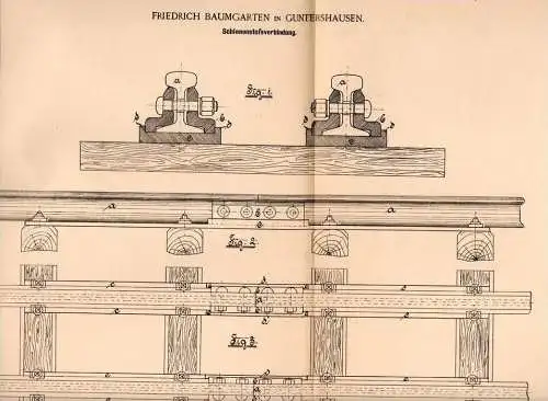 Original Patentschrift -  F. Baumgarten in Guntershausen , 1899,  Schienen , Schiene , Gleis , Eisenbahn , Baunatal !!!