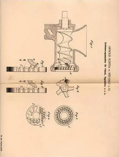 Original Patentschrift - A. Schyia in Neusalz a. Oder / Nowa Sól , 1900 , Zerkleinerungsmaschine für Fleisch !!!