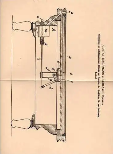 Original Patentschrift - G. Beschmann in Schlawe / Slawno , Pommern , 1901 , Billardtisch selbstkassierend , Billard !!!