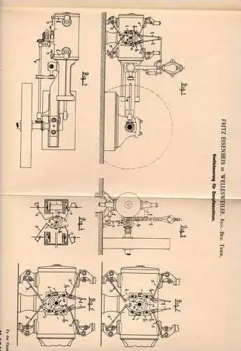 Original Patentschrift - F. Eisenbeis in Wellesweiler b. Neunkirchen , 1899 , Ventilsteuerung für Dampfmaschinen !!!