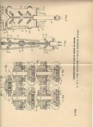 Original Patentschrift - Ledermaschine für Schuhe , 1901, G. Dunn in Brockton , Schuster , Sattler !!!