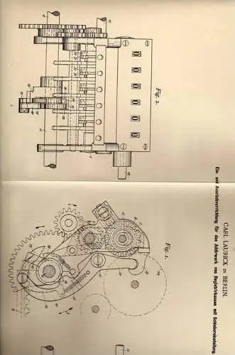 Original Patentschrift - Registrierkasse , Kasse , 1900, C. Laurick in Berlin !!!