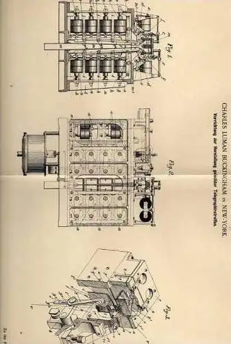 Original Patentschrift - Telegraphirstreifen , Telegraph ,1900, C. L. Buckingham in New York , Telegraphie , telegraphy