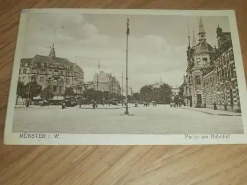 alte AK - Münster i.W. , 1912 , Partie am Bahnhof , Ansichtskarte !!