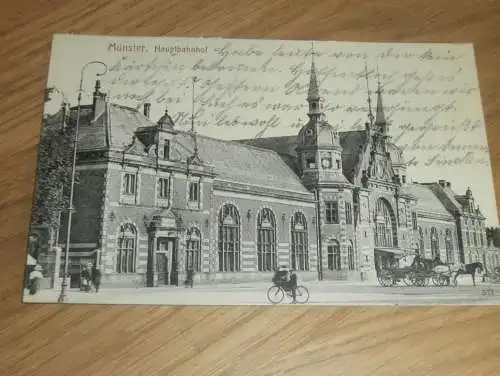 alte AK - Münster i.W. , 1913 , Hauptbahnhof , Bahnhof , Ansichtskarte !!