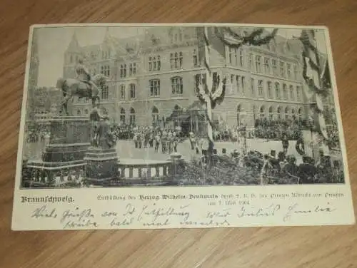 alte AK - Braunschweig , 1904 , Enthüllung v. Herzog Wilhelm Denkmal durch s.königlichen Hoheit den Prinzen Albrecht von