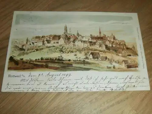 alte AK - Rottweil , 1899 , Gesamtansicht , Ansichtskarte gel. nach Biberach a. Riss !!!