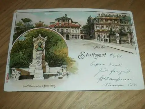 alte AK - Stuttgart , 1898 ,  Hoftheater , Denkmal , Ansichtskarte !!