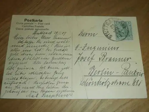 alte AK - Stuttgart , 1909 , Hotel Marquardt , Ansichtskarte !!