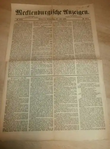 Mecklenburgische Anzeigen , 2.01.1869 , NR.1 !!! Schwerin und Umgebung , Eisenbahn ,mit Reklame !! RAR !! Mecklenburg !!