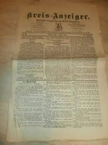 Zeitung für Kreis Franzburg , 8.01.1901 , NR.6 !! mit Reklame Franzburg und Umgebung !! RAR !! Mecklenburg !!