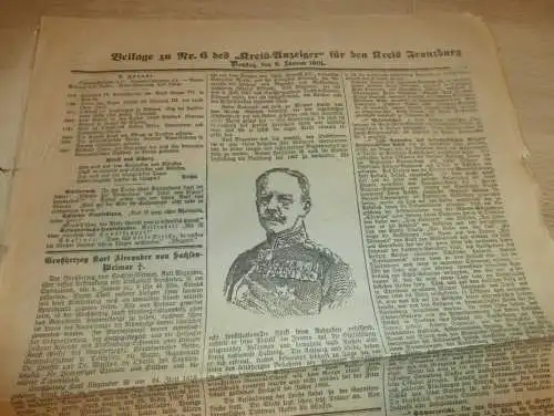 Zeitung für Kreis Franzburg , 8.01.1901 , NR.6 !! mit Reklame Franzburg und Umgebung !! RAR !! Mecklenburg !!