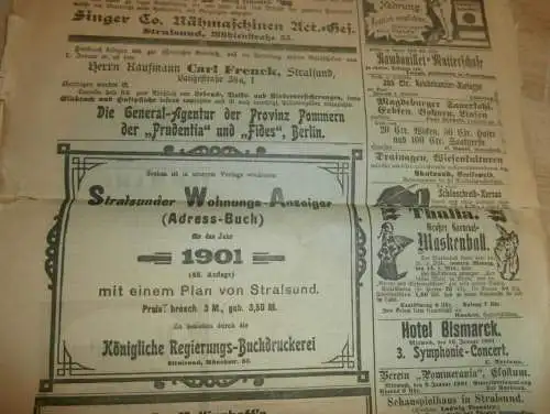 Zeitung für Kreis Franzburg , 8.01.1901 , NR.6 !! mit Reklame Franzburg und Umgebung !! RAR !! Mecklenburg !!