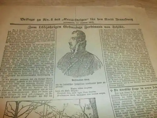 Zeitung für Kreis Franzburg , 5.01.1901 ,  NR.4 !! mit Reklame Franzburg und Umgebung !! RAR !! Mecklenburg !!