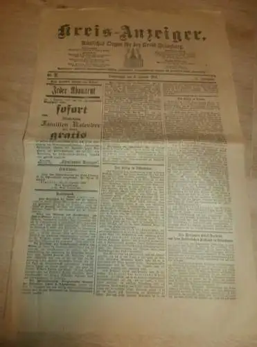 Zeitung für Kreis Franzburg , 3.01.1901 ,  NR.2 !! mit Reklame Franzburg und Umgebung !! RAR !! Mecklenburg !!