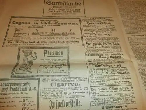 Zeitung für Kreis Franzburg , 1.01.1901 ,  NR.1 !! mit Reklame Franzburg und Umgebung !! RAR !! Mecklenburg !!