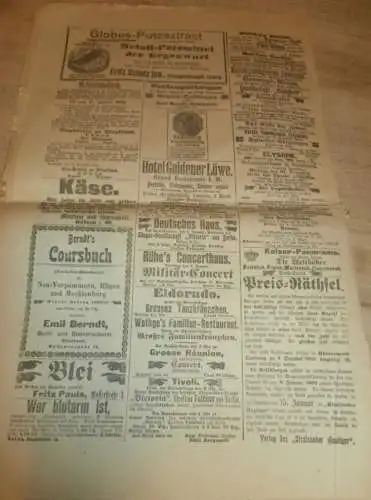 Zeitung für Kreis Franzburg , 1.01.1901 ,  NR.1 !! mit Reklame Franzburg und Umgebung !! RAR !! Mecklenburg !!