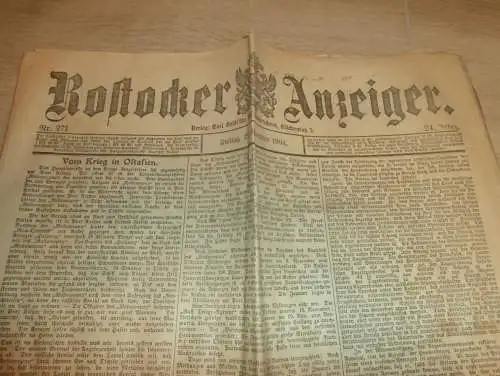 Rostocker Anzeiger 18.11.1904 , mit über 5 Seiten Anzeigen / Reklame aus Rostock und Umgebung !! RAR !! Mecklenburg !!