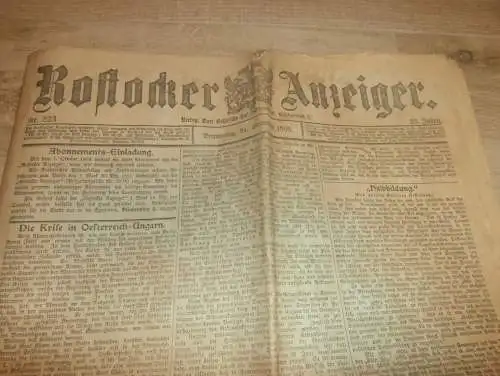 Rostocker Anzeiger 24.09.1903 , mit über 5 Seiten Anzeigen / Reklame aus Rostock und Umgebung !! RAR !! Mecklenburg !!