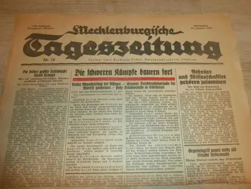 Tageszeitung Güstrow 13.1.1944 , Obstbau , NSKK , mit Annoncen !! RAR !! Mecklenburg !!