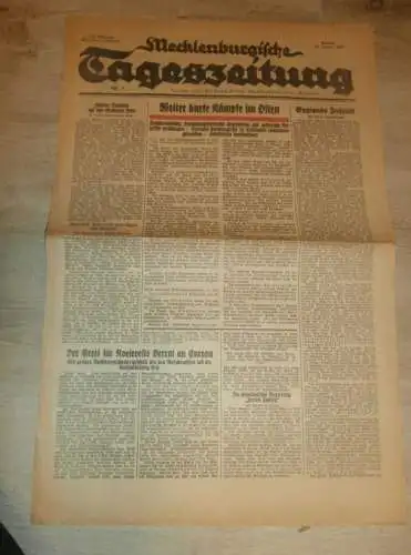 Tageszeitung Güstrow 10.1.1944 , Regelung für Fliegerangriffe , mit Annoncen !! RAR !! Mecklenburg !!