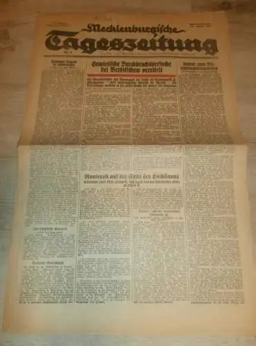 Tageszeitung Güstrow 8./9.1.1944 - NSKK Güstrow , Wir verdunkeln , mit Annoncen!! RAR !! Mecklenburg !!