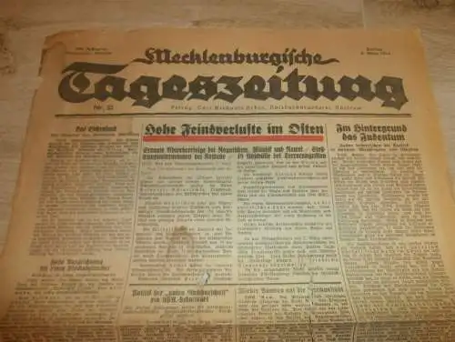 Tageszeitung Güstrow 8.3.1944 - Judentum , Wir verdunkeln , mit Annoncen!! RAR !! Mecklenburg !!