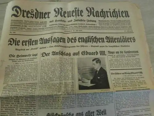 Dresdner Neueste Nachrichten 18.07.1936 - DNN , Dresden und Umgebung ,viel Reklame / Werbung !! RAR !!