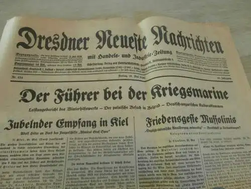 Dresdner Neueste Nachrichten 29.05.1936 - DNN , Dresden und Umgebung ,viel Reklame / Werbung !! RAR !!