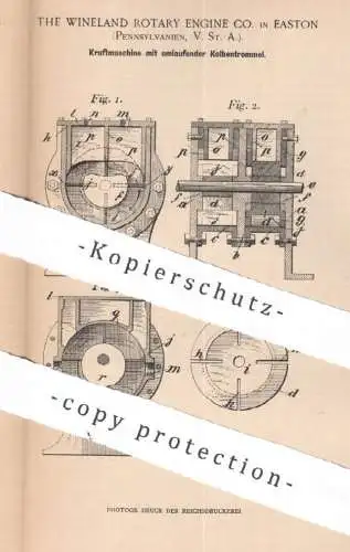 original Patent - The Wineland Rotary Engine Co. Easton , Pennsylvania , USA , 1899 , Kraftmaschine | Kolben , Motor !!