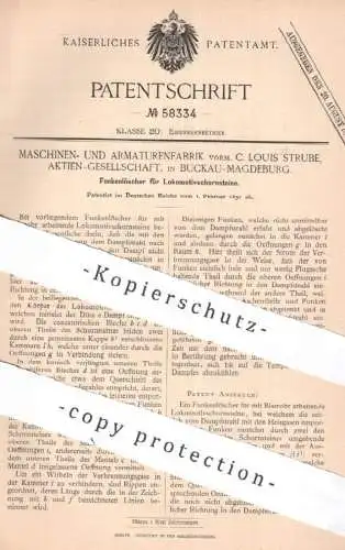 original Patent - Maschinen- & Armaturenfabrik | C. Louis Strube AG , Magdeburg Buckau 1891 | Schornstein von Lokomotive