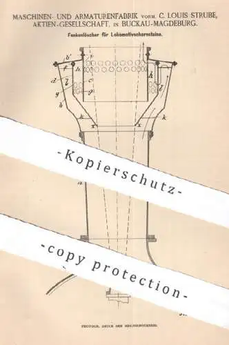 original Patent - Maschinen- & Armaturenfabrik | C. Louis Strube AG , Magdeburg Buckau 1891 | Schornstein von Lokomotive