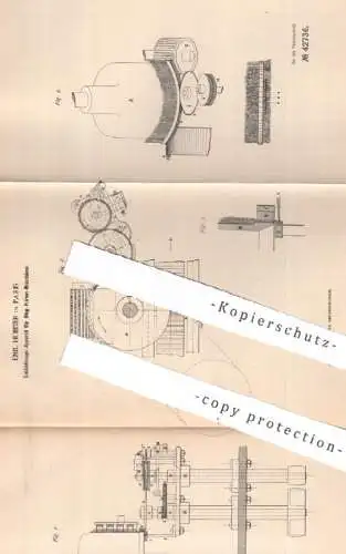 original Patent - Emil Hübner , Paris , Frankreich , 1887 , Entkletten an Ring-Kämm-Maschinen | Spinnen , Weben , Klette