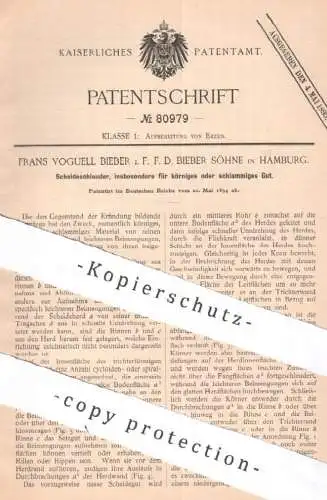 original Patent - Frans Voguel Bieber | F. D. Bieber Söhne , Hamburg , 1894 , Scheideschleuder | Zentrifuge , Schleuder