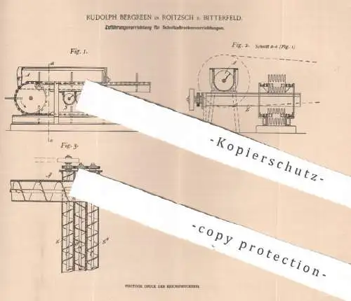 original Patent - Rudolph Bergreen , Roitzsch / Bitterfeld , 1898 , Zuführung an Schnitzeltrockenvorrichtung | Trocknung