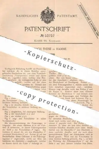 original Patent - Heinrich Freise , Hamme , 1890 , Schlagfeuerzeug | Feuerzeug , Zündschnur , Zündschein , Feuer ,