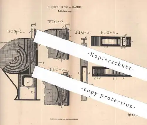 original Patent - Heinrich Freise , Hamme , 1890 , Schlagfeuerzeug | Feuerzeug , Zündschnur , Zündschein , Feuer ,