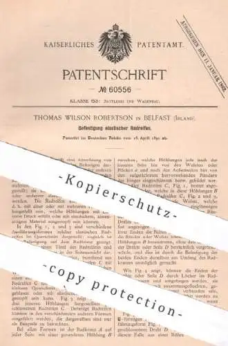 original Patent - Thomas Wilson Robertson , Belfast , Irland , 1891 , Radreifen | Rad , Reifen , Fahrrad , Kautschuk