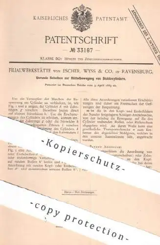 original Patent - Filialwerkstätte von Escher, Wyss & Co. , Ravensburg , 1885 , Scheiben an Sichtezylinder | Mühle !!