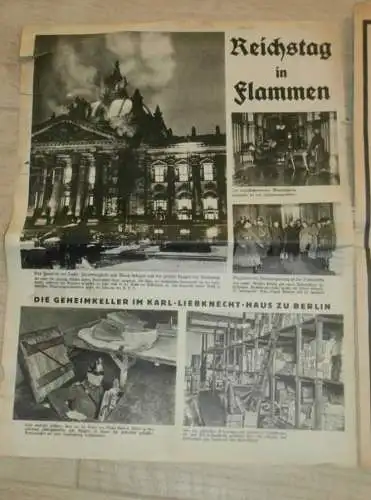 Neue Illustrierte Zeitung 9.03.1933 , Reichstag in Flammen , Fliegertod , Buffalo Bill , Prinz Eugen , Reklame / Werbung